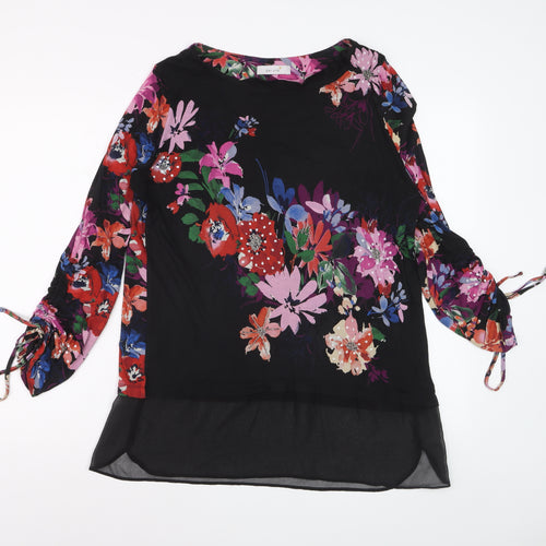 Marks and Spencer Per Una Women's Black Floral Blouse UK 12 Viscose Mix