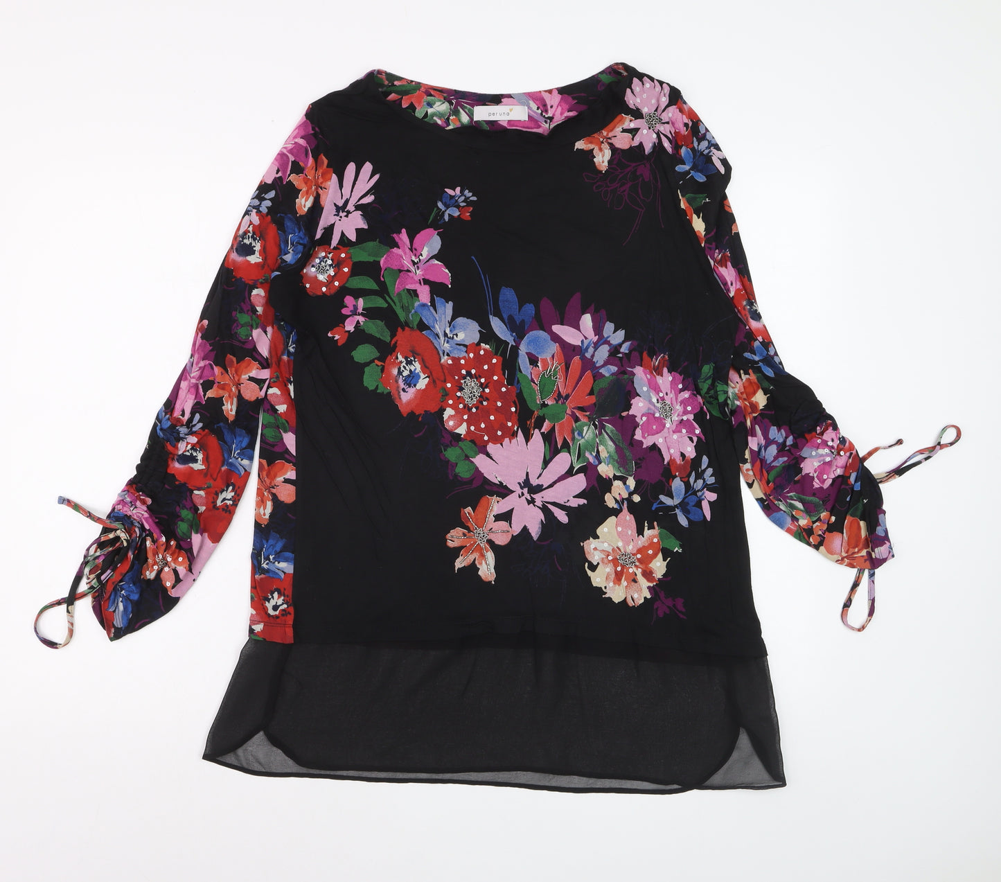 Marks and Spencer Per Una Women's Black Floral Blouse UK 12 Viscose Mix