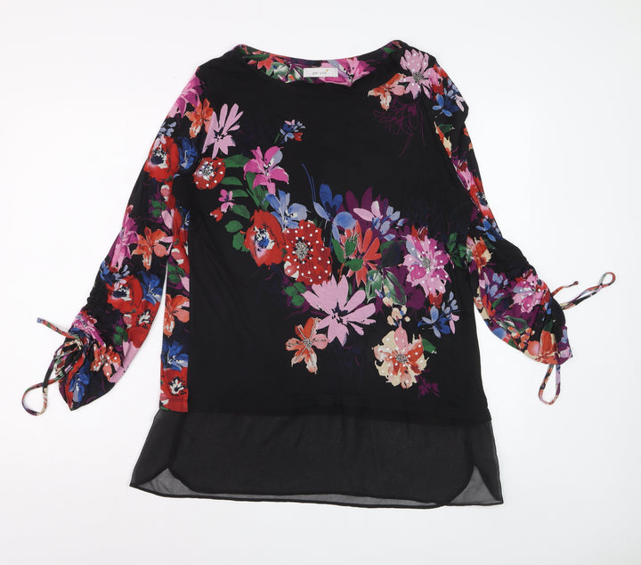 Marks and Spencer Per Una Women's Black Floral Blouse UK 12 Viscose Mix