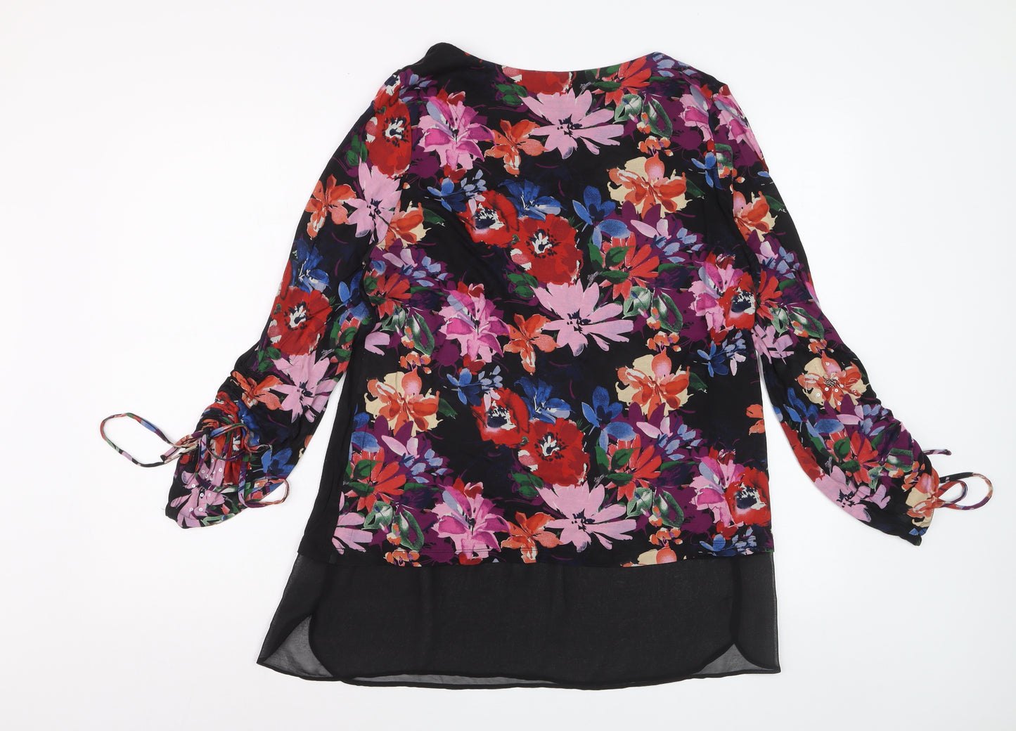 Marks and Spencer Per Una Women's Black Floral Blouse UK 12 Viscose Mix