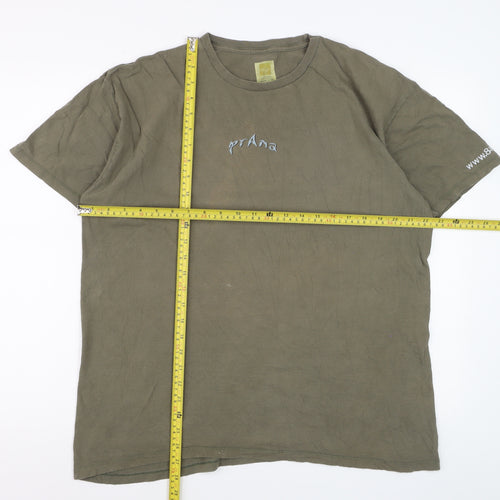 PrAna Mens Khaki Green Organic Cotton Graphic T-Shirt XL