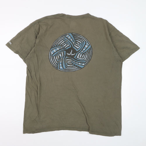 PrAna Mens Khaki Green Organic Cotton Graphic T-Shirt XL