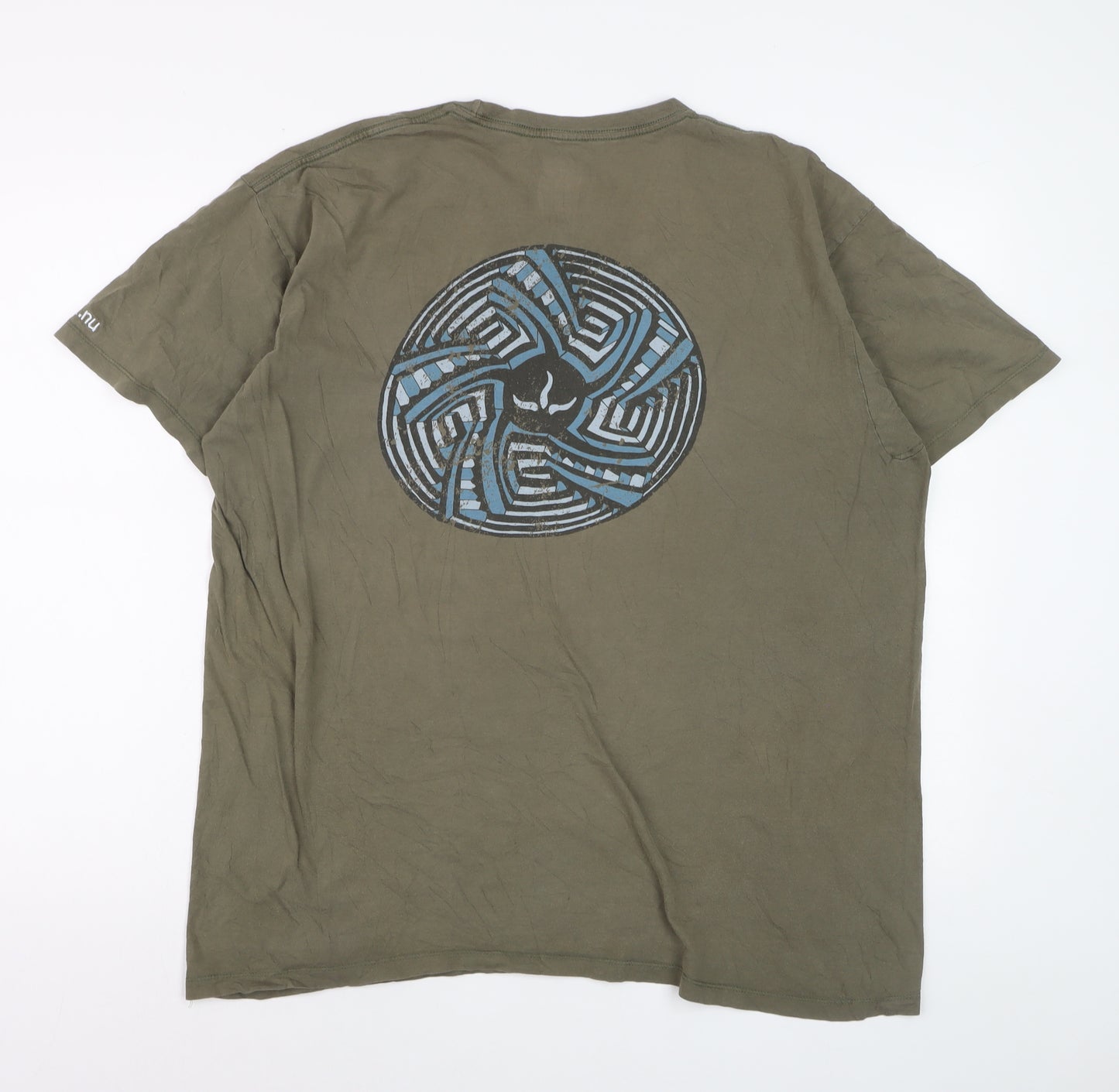 PrAna Mens Khaki Green Organic Cotton Graphic T-Shirt XL