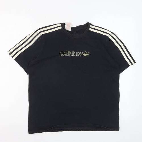 Adidas Boys Black 13-14 Years Cotton Short Sleeve Sports T-Shirt