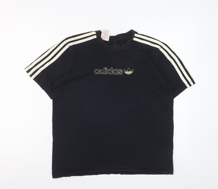 Adidas Boys Black 13-14 Years Cotton Short Sleeve Sports T-Shirt