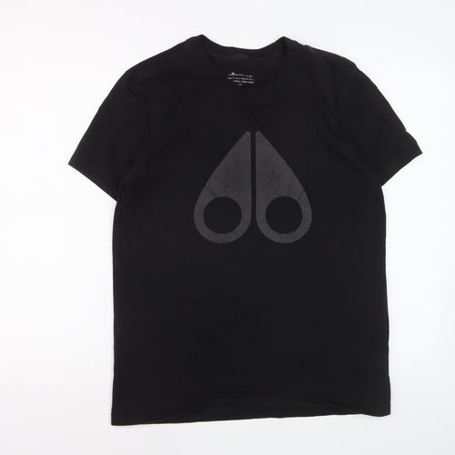 Moose Knuckles Men's Black Graphic Logo Cotton T-Shirt Size S