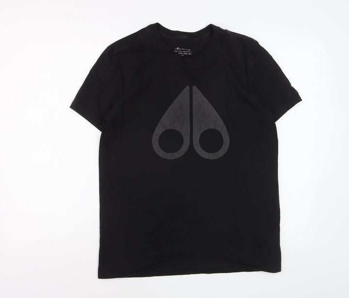 Moose Knuckles Men's Black Graphic Logo Cotton T-Shirt Size S