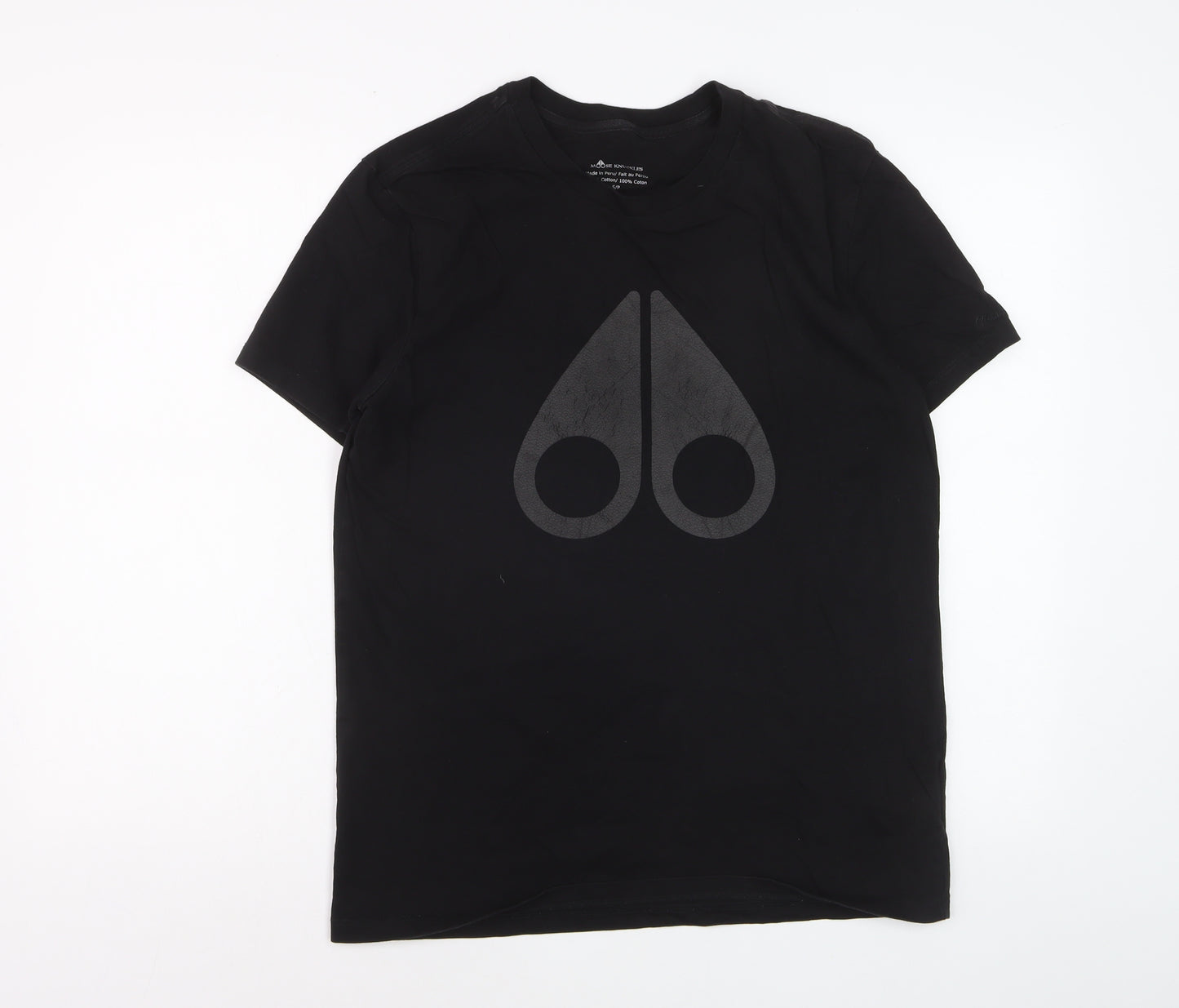 Moose Knuckles Men's Black Graphic Logo Cotton T-Shirt Size S