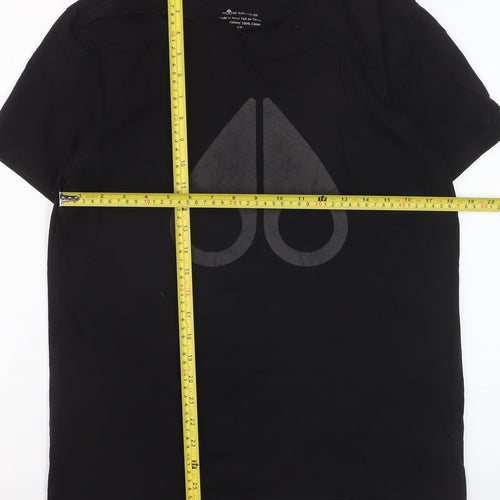 Moose Knuckles Men's Black Graphic Logo Cotton T-Shirt Size S