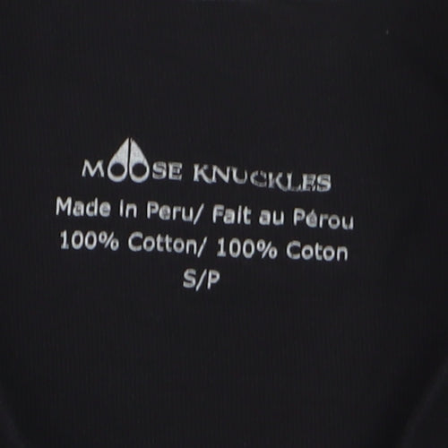 Moose Knuckles Men's Black Graphic Logo Cotton T-Shirt Size S