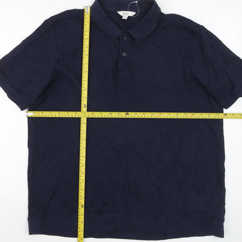Marks and Spencer Men's Blue 2XL Regular Fit Cotton Polo Shirt