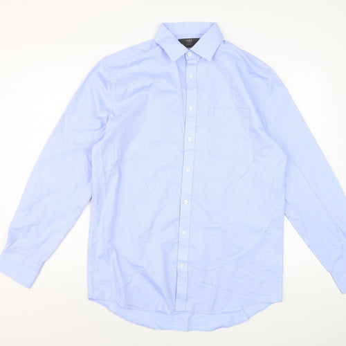 Marks and Spencer Men's Blue Long Sleeve Dress Shirt 15.5in Classic Fit