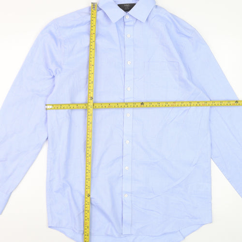 Marks and Spencer Men's Blue Long Sleeve Dress Shirt 15.5in Classic Fit