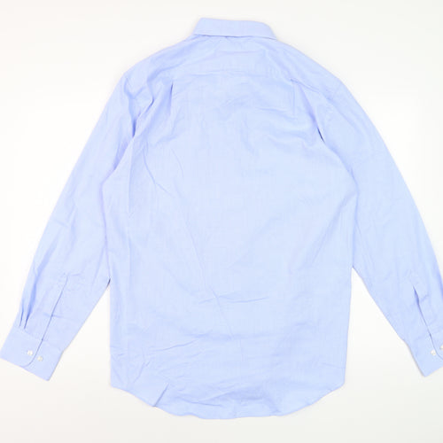 Marks and Spencer Men's Blue Long Sleeve Dress Shirt 15.5in Classic Fit
