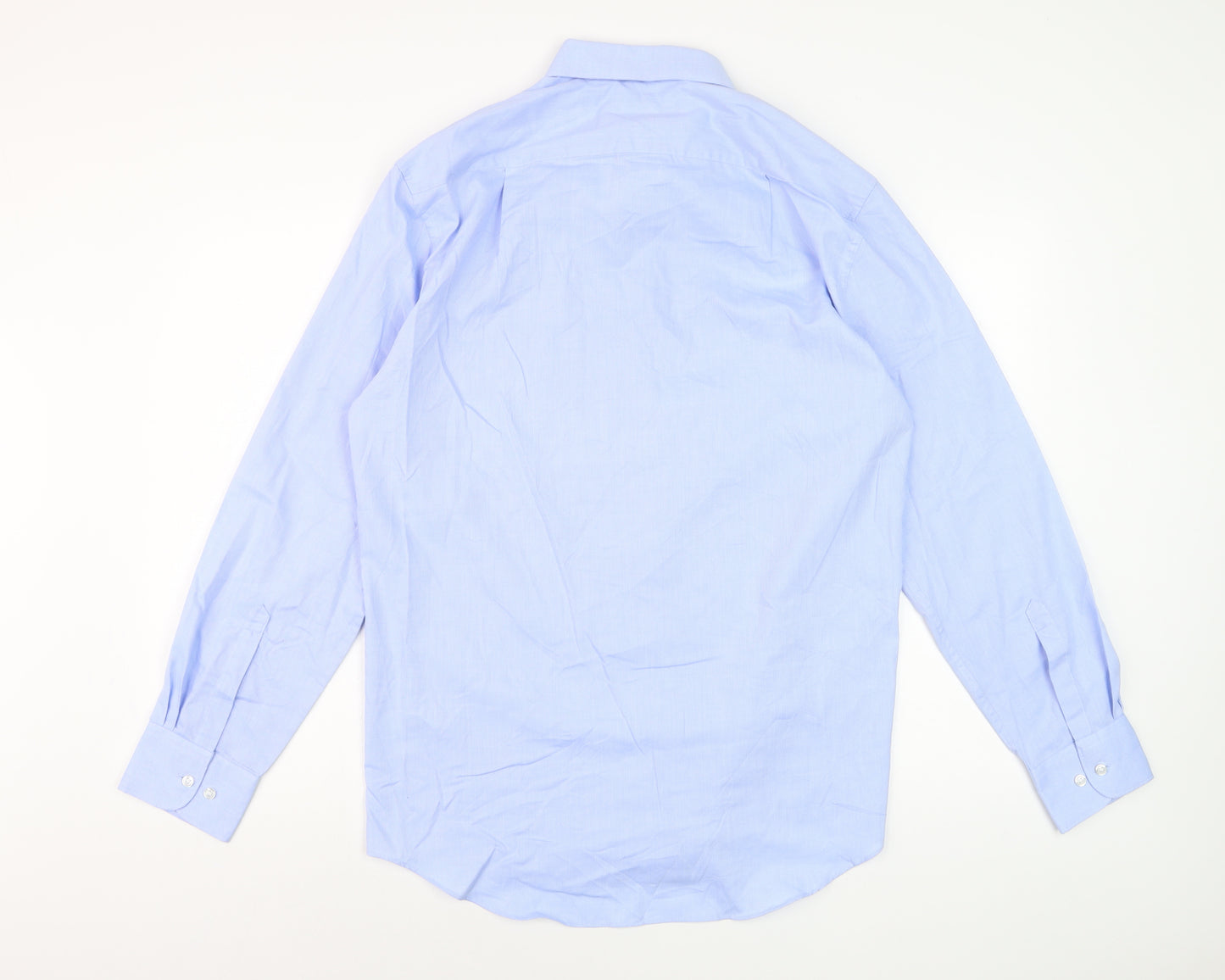 Marks and Spencer Men's Blue Long Sleeve Dress Shirt 15.5in Classic Fit