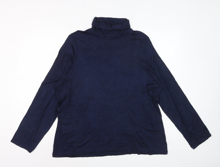 Marks and Spencer Women Blue Roll Neck Long Sleeve Pullover Jumper Size 24
