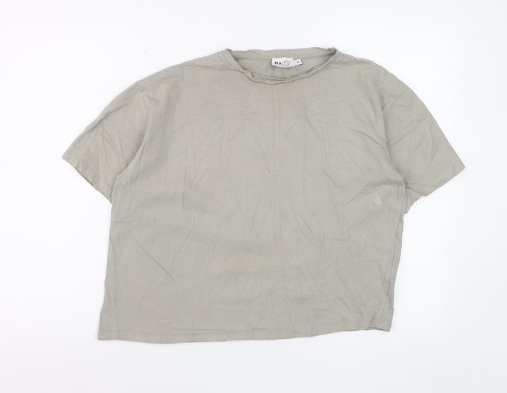 NA-KD Reborn Women’s Grey Cotton Basic T-Shirt XS
