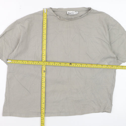 NA-KD Reborn Women’s Grey Cotton Basic T-Shirt XS
