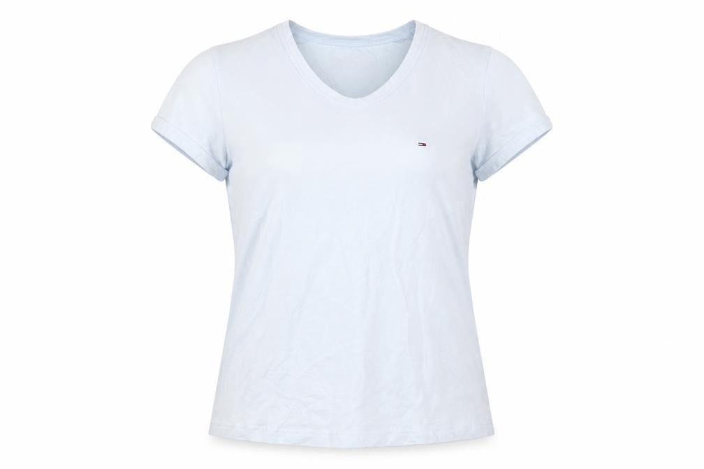 Tommy Hilfiger Women’s Blue Basic Cotton V-Neck T-Shirt M