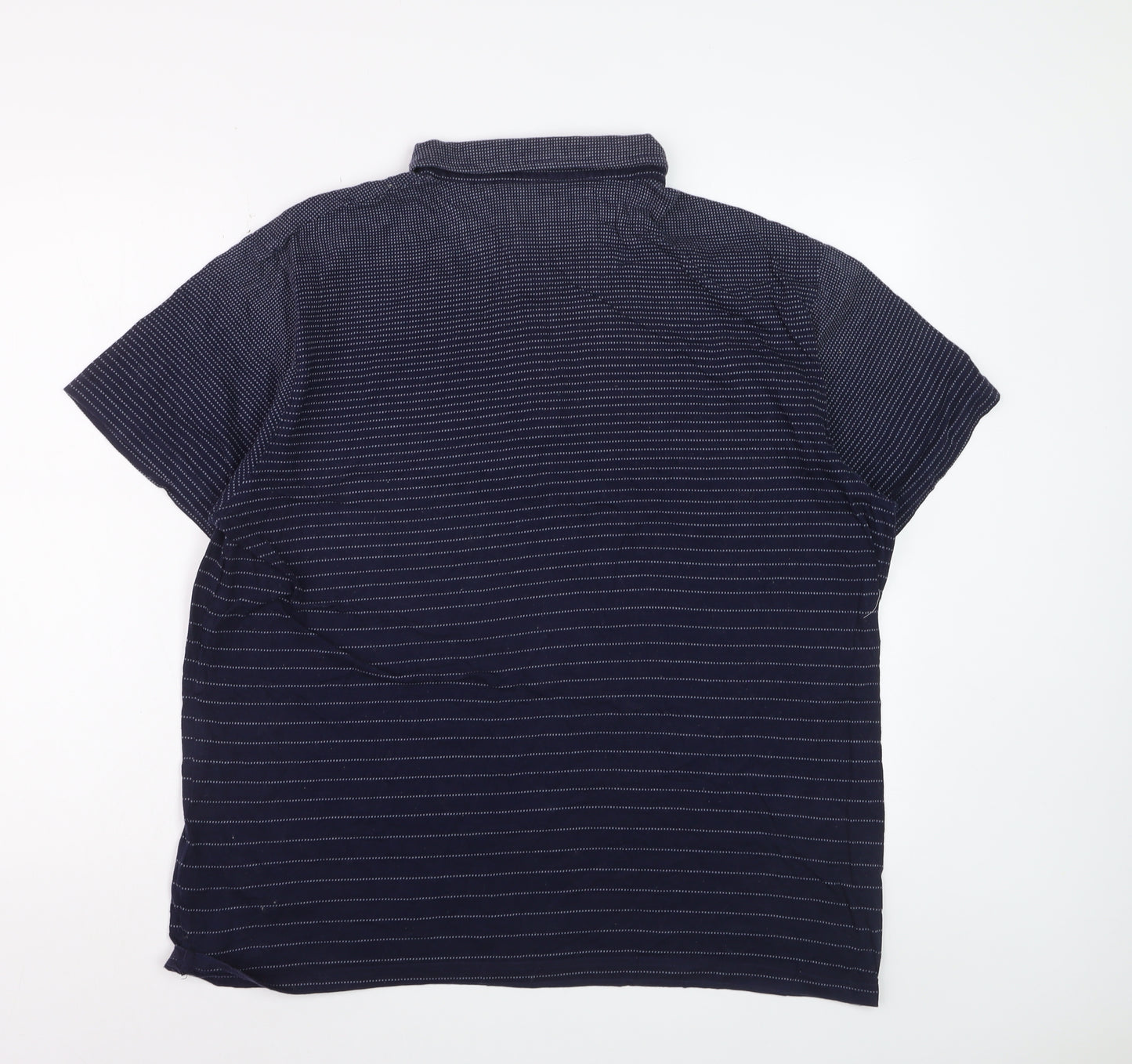 Debenhams Men's Blue Striped Cotton Short Sleeve Polo Shirt L