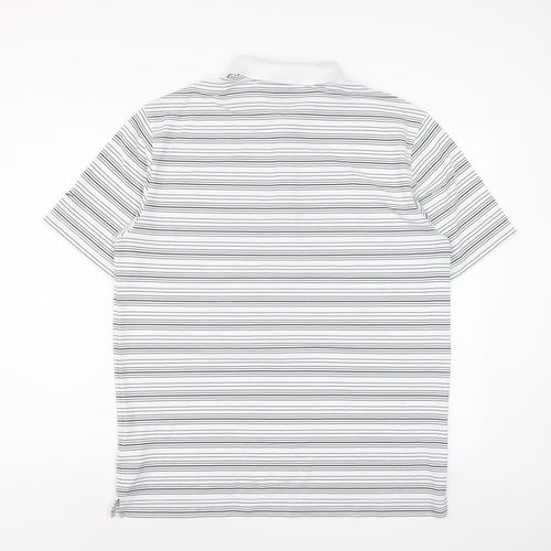 Nike Golf Men's White Striped Dri-Fit Polo Shirt Size L
