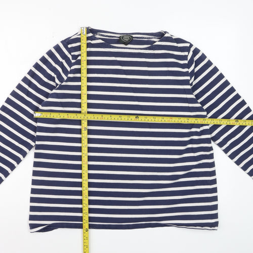 Laura Ashley Women's Blue White Striped Long Sleeve Cotton T-Shirt XL