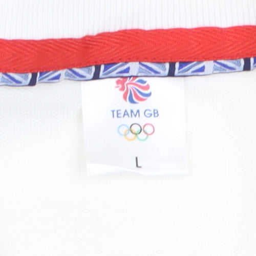 Team GB Men's Ivory Cotton Polo Shirt L Sports Collared Top