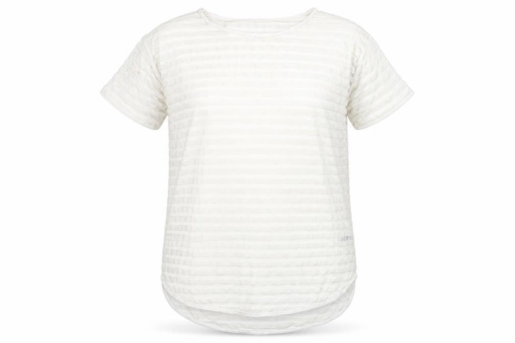 Front view of Next Women White, size 14, Short Sleeve Striped Stretch T-Shirt