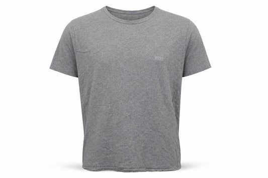 Front view of Hugo Boss Men's Grey 2XL Crew Neck Cotton T-Shirt