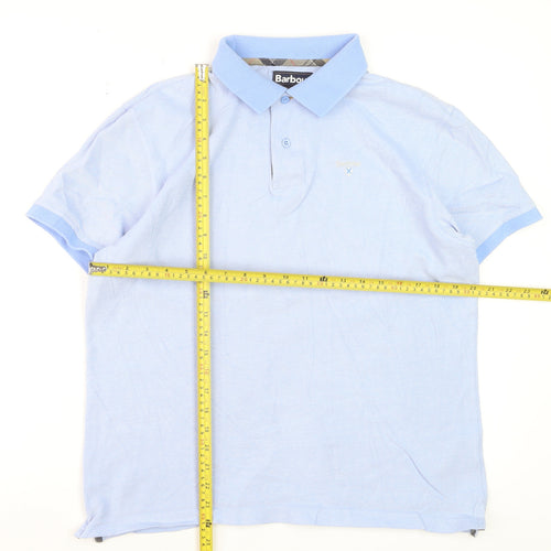 Barbour Men's Blue Cotton Polo Shirt Size L Classic Fit