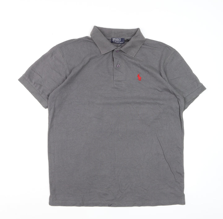 Polo Ralph Lauren Men's Grey Cotton Blend Short Sleeve Polo Shirt Size L