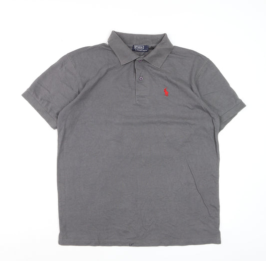 Polo Ralph Lauren Men's Grey Cotton Blend Short Sleeve Polo Shirt Size L