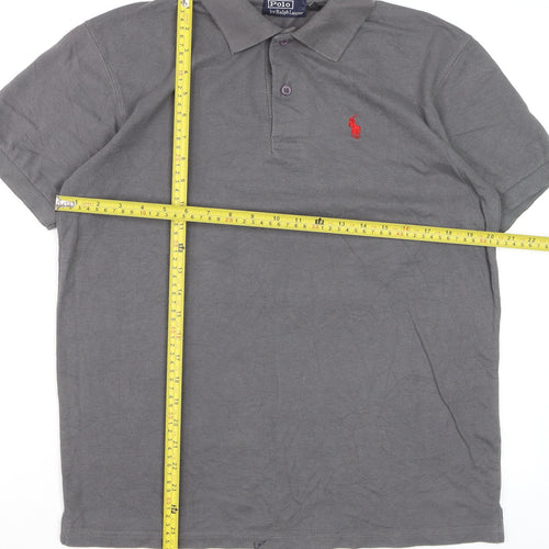 Polo Ralph Lauren Men's Grey Cotton Blend Short Sleeve Polo Shirt Size L