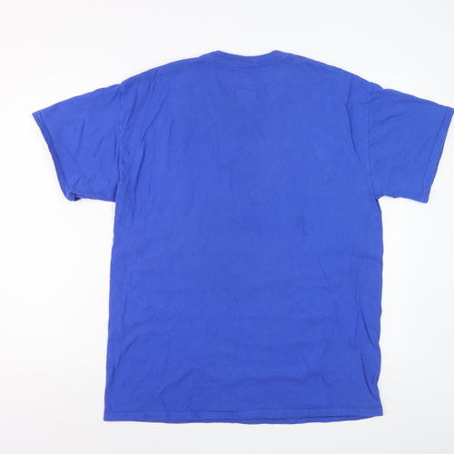 CBF Brasil Men's Blue Large Cotton Graphic Football T-Shirt