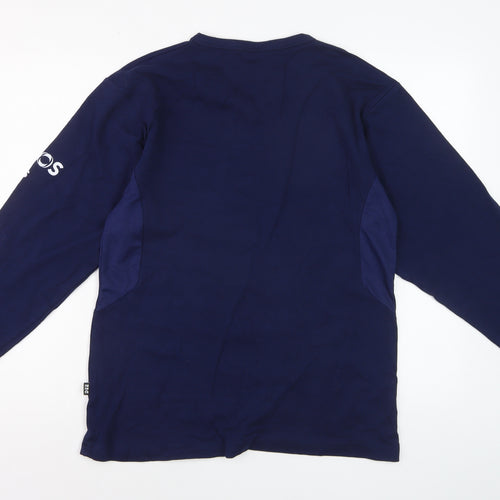 DEE Sportswear Men Blue Long Sleeve V-Neck Sports T-Shirt L