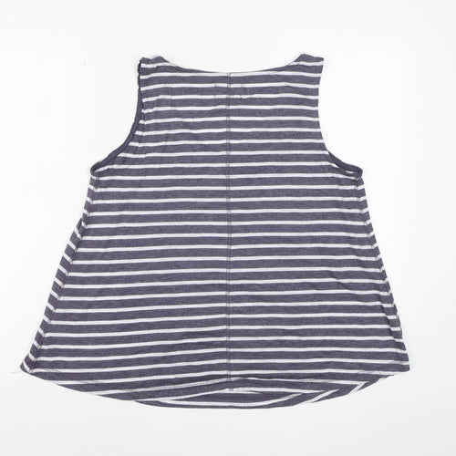 Next Womens Grey Striped Tank Top Size 12 V-Neck Jersey