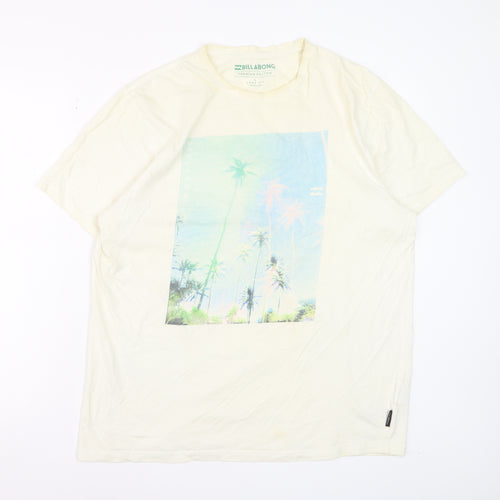 Billabong Men's Beige Graphic Print Short Sleeve T-Shirt L