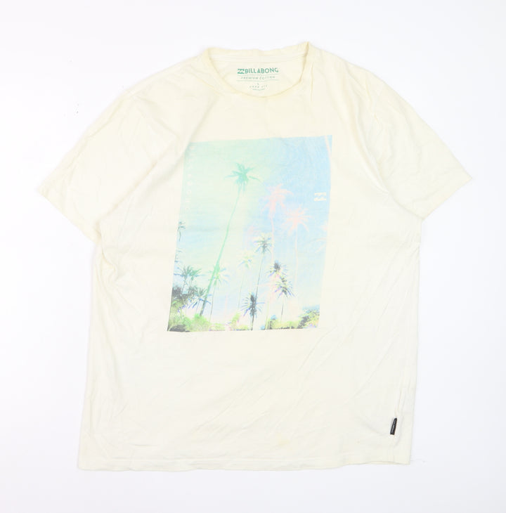 Billabong Men's Beige Graphic Print Short Sleeve T-Shirt L