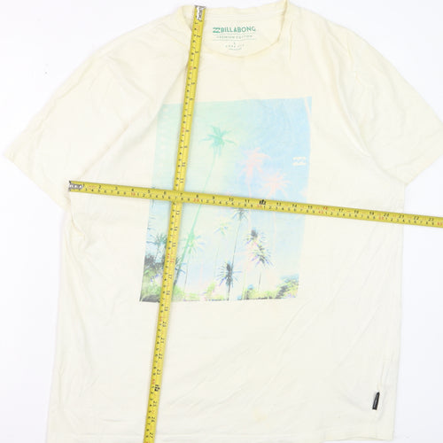 Billabong Men's Beige Graphic Print Short Sleeve T-Shirt L