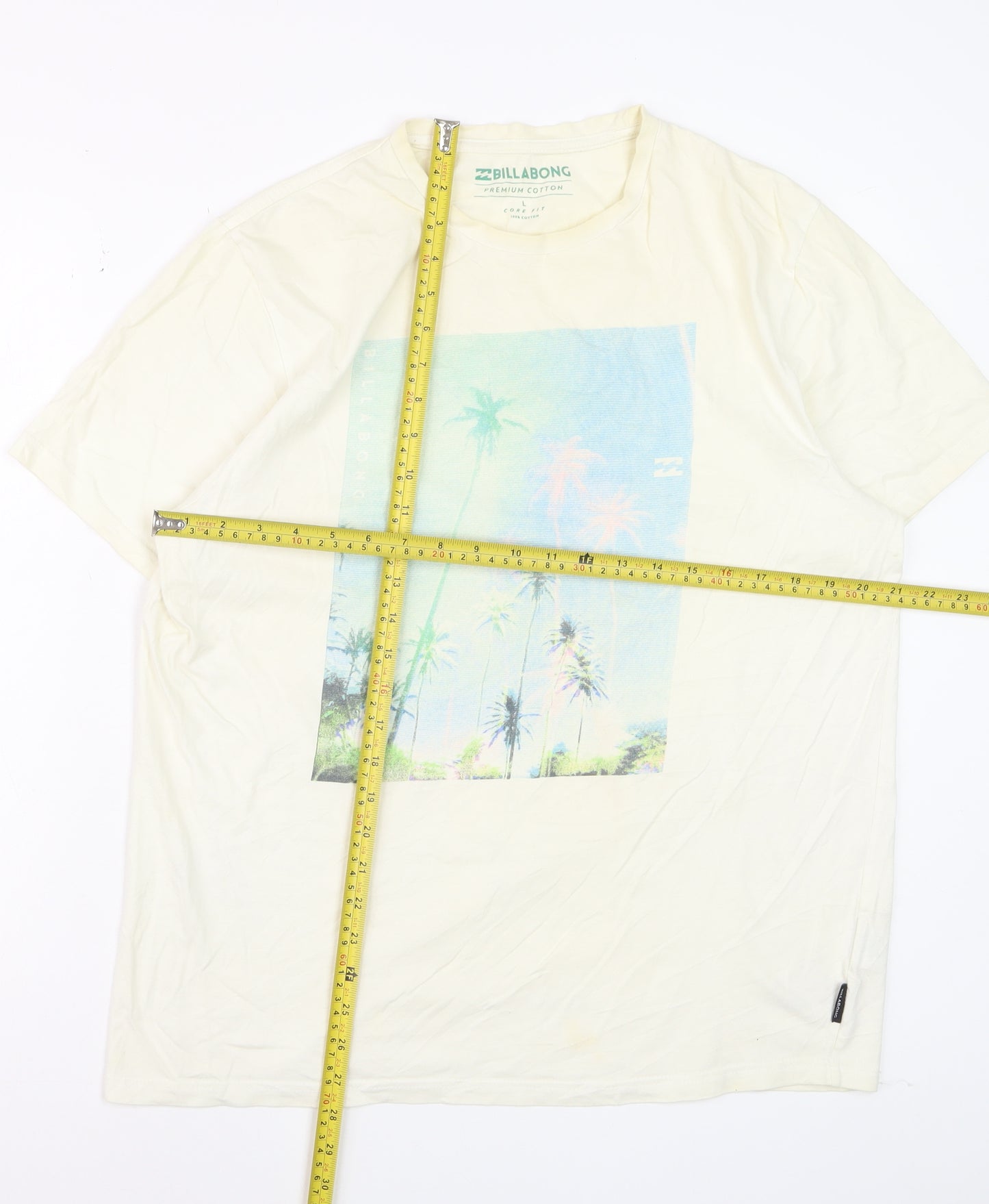 Billabong Men's Beige Graphic Print Short Sleeve T-Shirt L