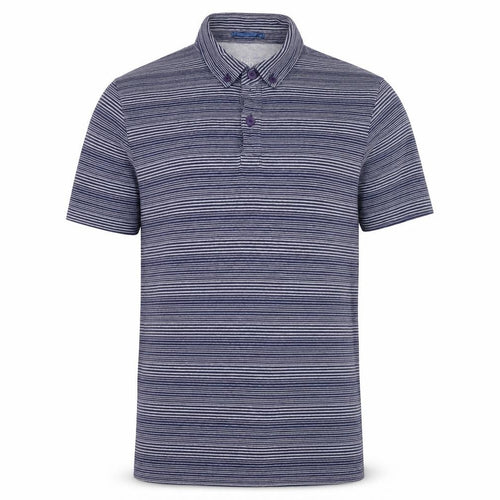 John Lewis Men Blue Striped Short Sleeve Cotton Polo Shirt M