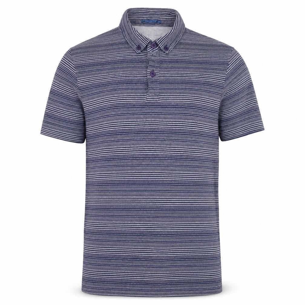 John Lewis Men Blue Striped Short Sleeve Cotton Polo Shirt M