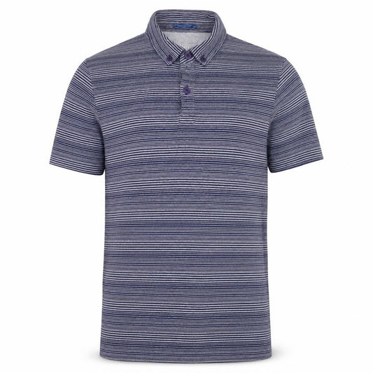 John Lewis Men Blue Striped Short Sleeve Cotton Polo Shirt M