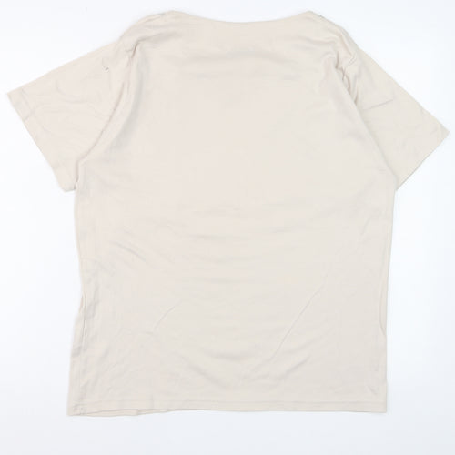 Berkertex Women Beige Embroidered Short Sleeve T-Shirt Size 16