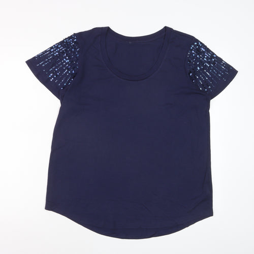 Next Women's Blue Sequin Sleeve T-Shirt Size 16