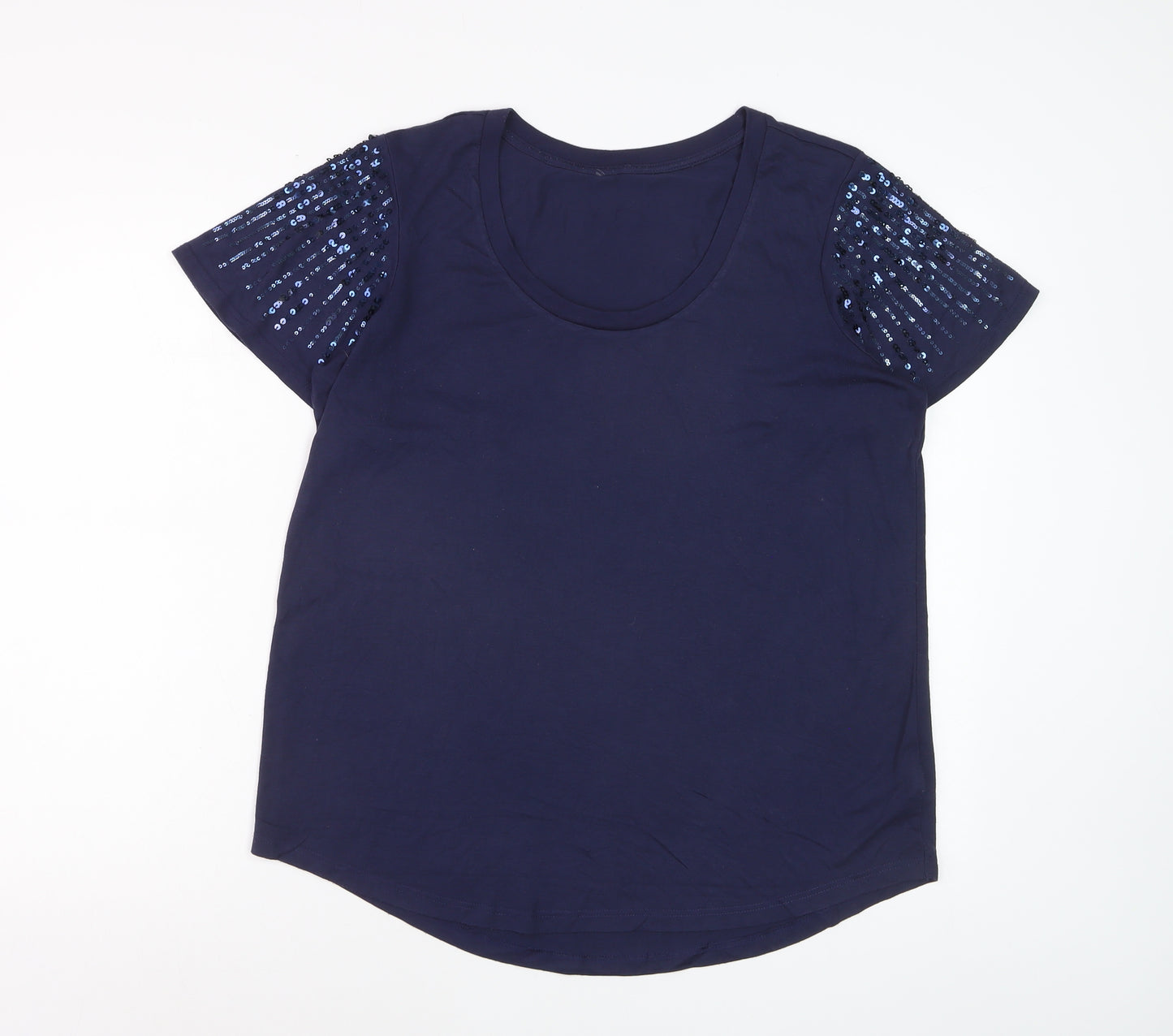 Next Women's Blue Sequin Sleeve T-Shirt Size 16