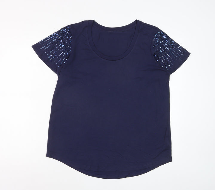 Next Women's Blue Sequin Sleeve T-Shirt Size 16