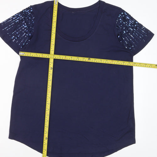 Next Women's Blue Sequin Sleeve T-Shirt Size 16