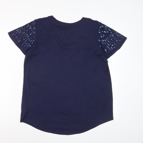 Next Women's Blue Sequin Sleeve T-Shirt Size 16