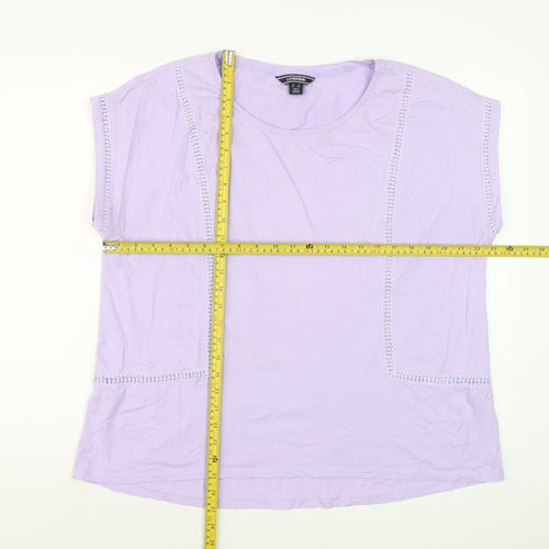 Lands' End Women's Purple Cotton Crochet Trim T-Shirt XL